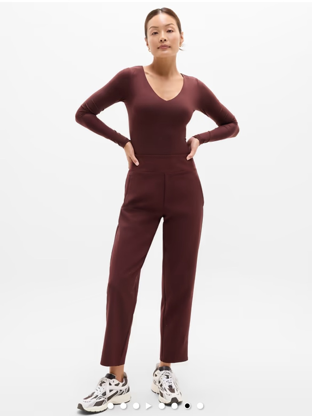 NWT BodyMove Plunge Long Sleeve Bodysuit, medium petite, garnet